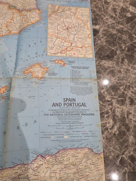1965 Spain And Portugal Atlas Plate 33 Map The National Geographic Society Carousel 2