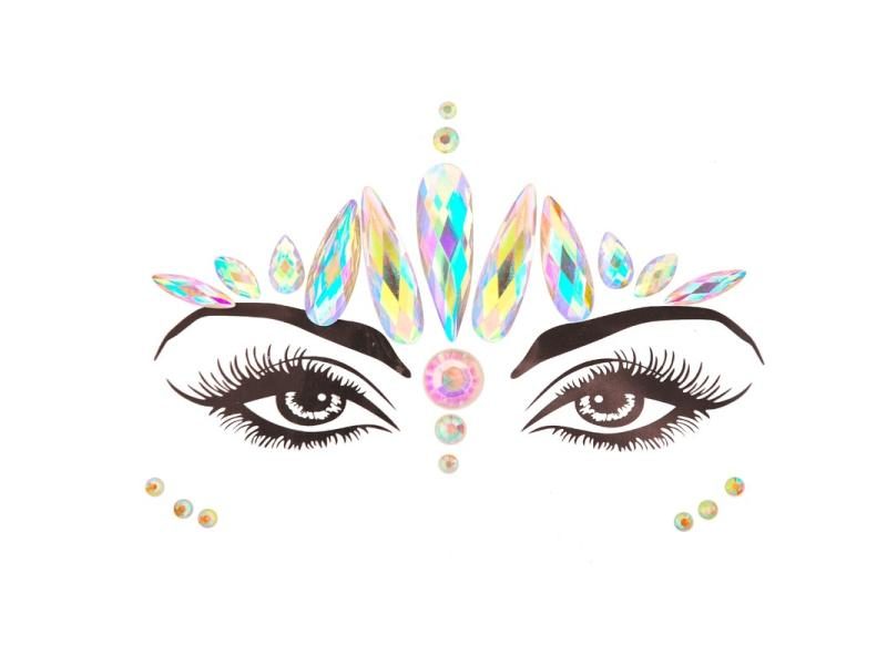 3D Acrylic Glitter Rhinestone Temporary Face Tattoo For Kids Holiday Party Carousel 1