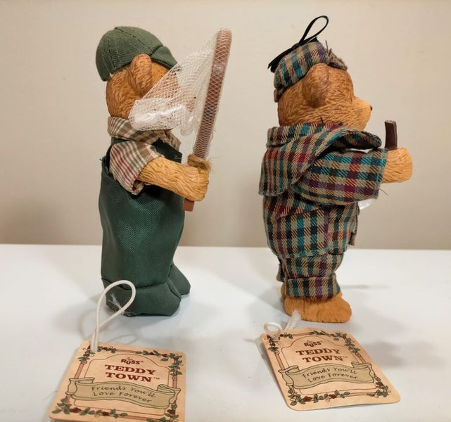 Vintage Russ Teddy Town Bears - Fisher (with tag) + Sherlock (with tag) Carousel 2