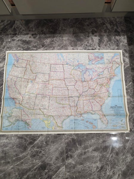 Antique Vintage Map United States of America 1968 National Geographic Carousel 1