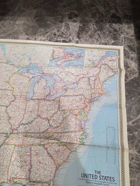 Antique Vintage Map United States of America 1968 National Geographic Carousel 5