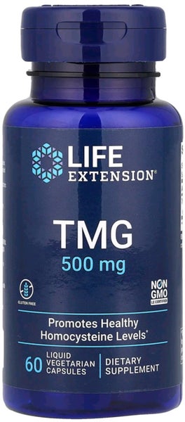 TMG 500 MG, 60 LIQUID VEG CAPS (LIVER HEALTH & HOMOCYSTEINE) E0127 Carousel 1