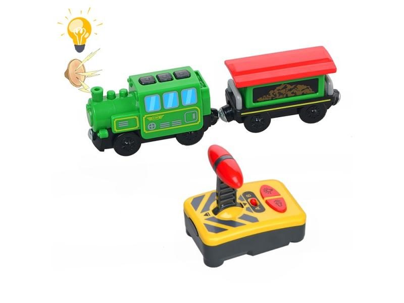 Remote Control Electric Train Toy Set With Wooden Railway Accessories For Kids Carousel 1