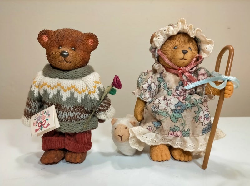 Vintage Russ Teddy Town Bears - Valentines Boy? + Bo Peep Carousel 1