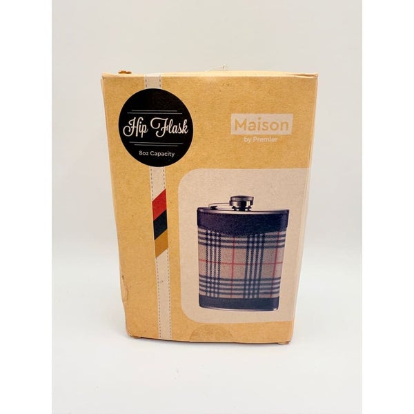 Maison by Premier Cream Tartan Hip Flask 8oz Carousel 1