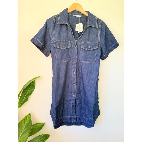 JUST JEANS Size 10 Dark Wash Denim Mini Dress Carousel 1