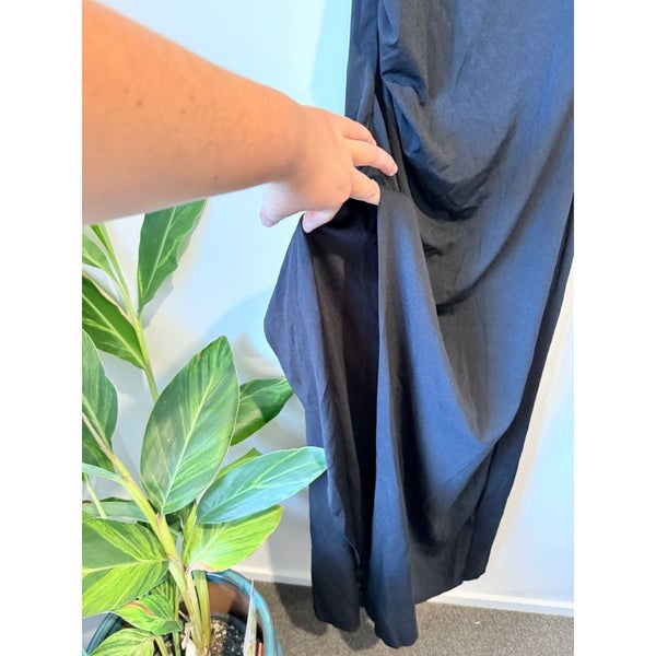 Black Draped Size L Midi Dress Carousel 5