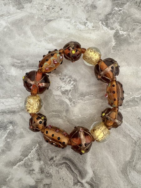 Vintage murano lampwork venetian glass beads elastic bracelet NEW Carousel 1