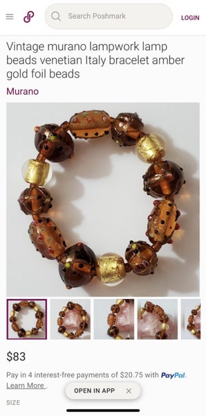 Vintage murano lampwork venetian glass beads elastic bracelet NEW Carousel 6