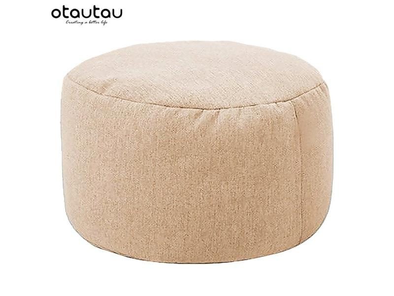 OTAUTAU Linen Bean Bag Chair With Filling Pouf Ottoman Footstool Round Stool Carousel 1