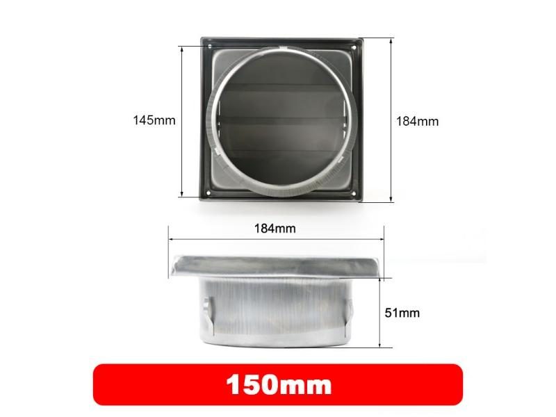 304 Stainless Steel Bathroom Air Vent Duct Grill 100/125/150mm Carousel 1