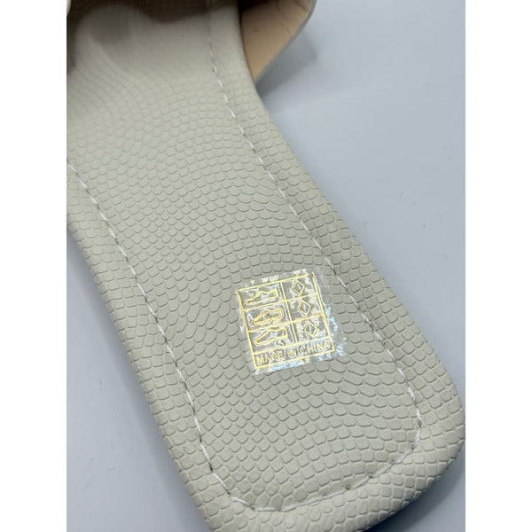 Size 43 Cream Flat Sandals with Gold Chain Detail Carousel 4