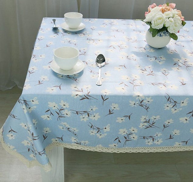 Cotton Linen Tablecloth Lace Table Cloth Cover Dining Kitchen Party Home Decor Carousel 1