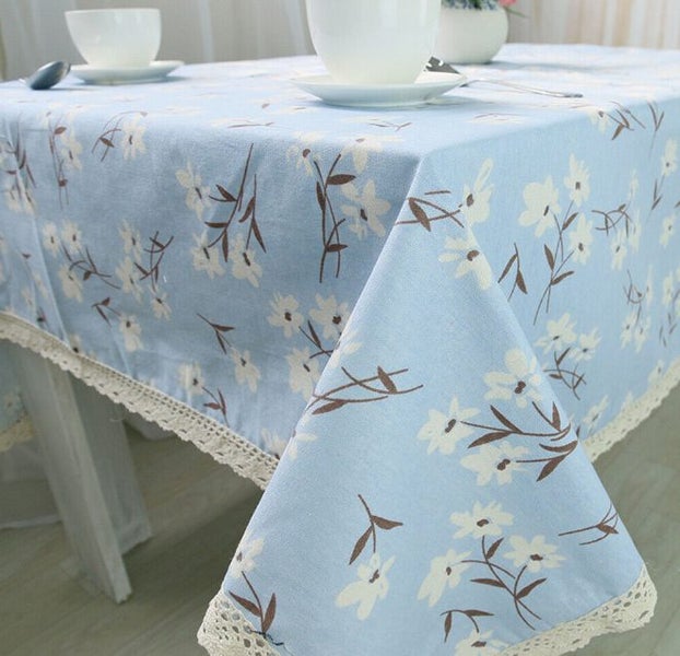 Cotton Linen Tablecloth Lace Table Cloth Cover Dining Kitchen Party Home Decor Carousel 2