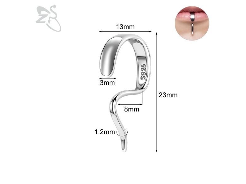 ZS 1 Piece 925 Sterling Silver Labret Lip Stud Ring 16G Unique Design Lips Carousel 1