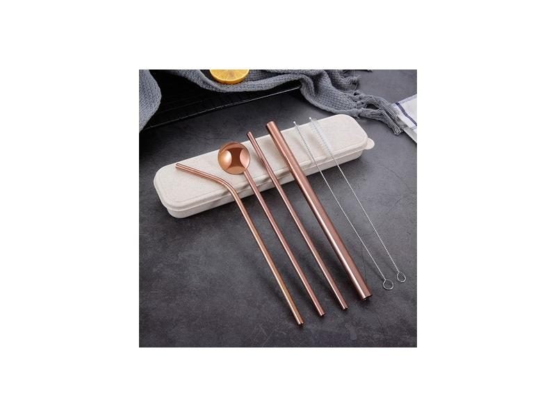 Environmentally Friendly 3pcs Stainless Drink Straws Set With Carry Box 1pcs Carousel 1