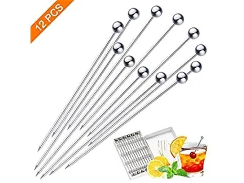 Stainless Steel Cocktail Picks Fruit Sticks Toothpicks For Party Bar Tools Carousel 1