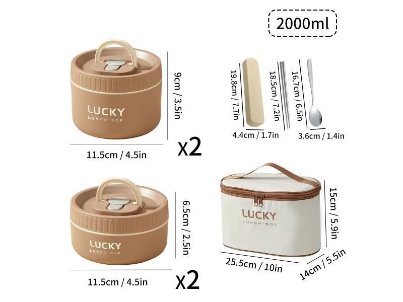 WORTHBUY 18/8 Stainless Steel Thermal Food Container Bento Lunch Box Set Carousel 1