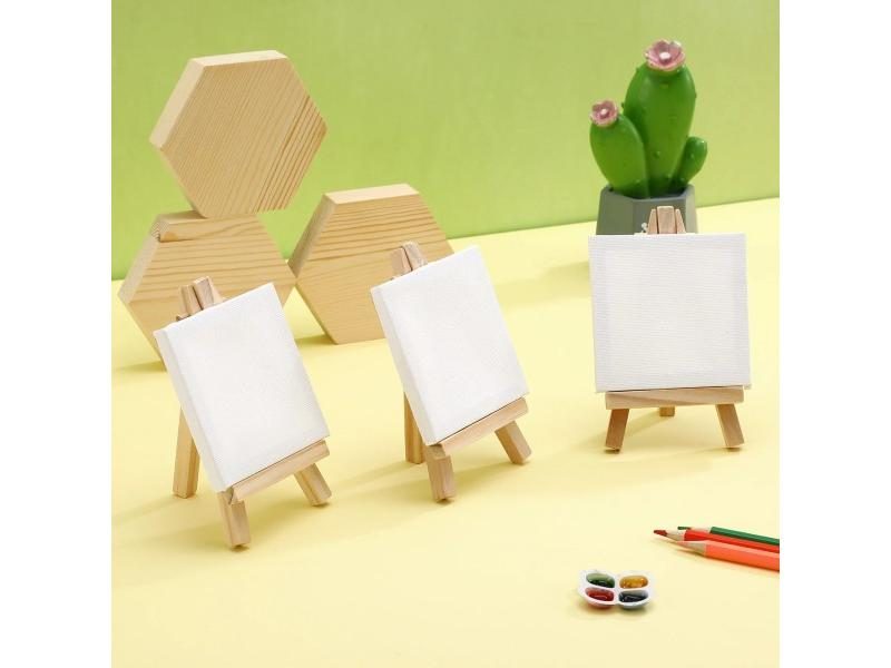 12 Sets Mini Easel With Canvas Board For Kids Students Adults Painting Carousel 2