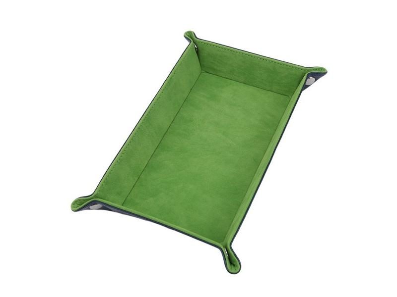 1pc Rectangle Storage Tray PU Leather Velvet Folding Dice Tray Table Games Key Carousel 1