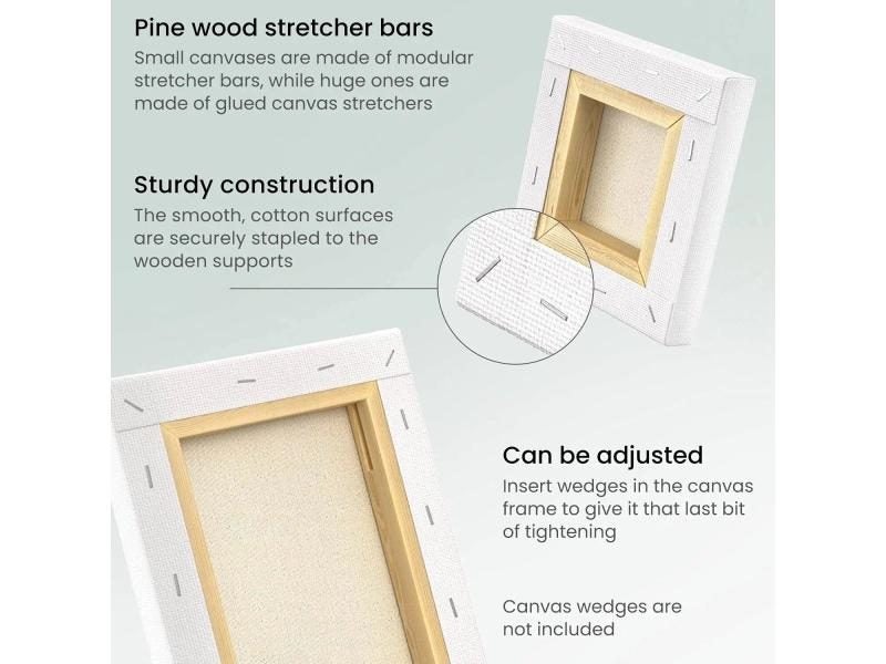 4 Pieces/set Stretched Canvases For Painting Primed White 100% Cotton Artist Carousel 2