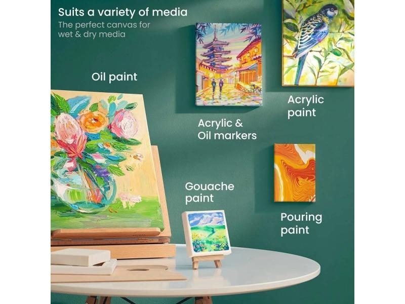 4 Pieces/set Stretched Canvases For Painting Primed White 100% Cotton Artist Carousel 4
