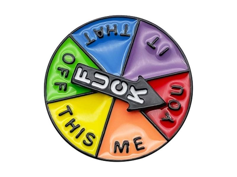 Turntable Lapel Pin With Rotating Arrows Wheel Of Fortune Pin Colourful Carousel 1