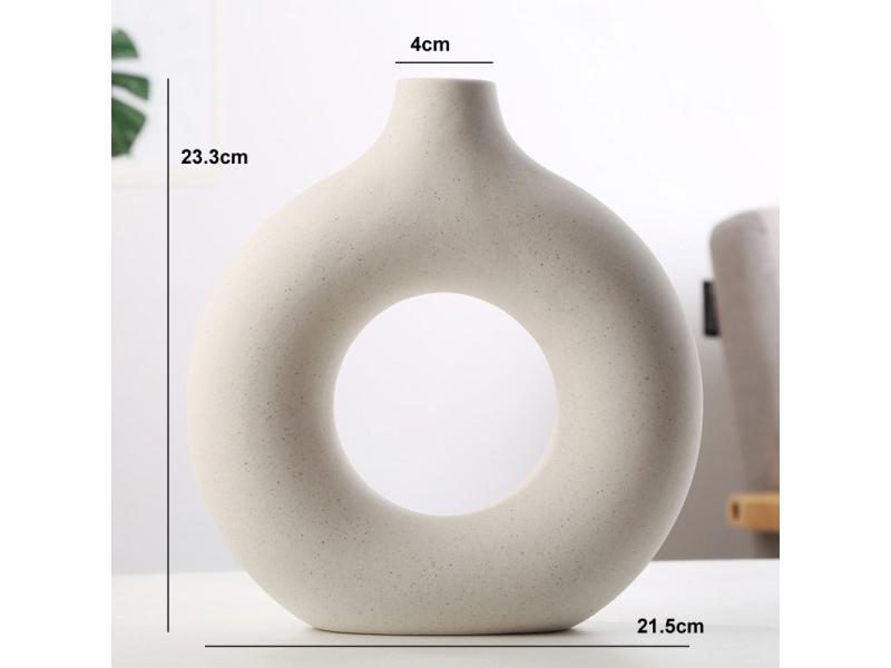 Nordic Vase Circular Hollow Ceramic Donuts Flower Pot For Home Decoration Carousel 1