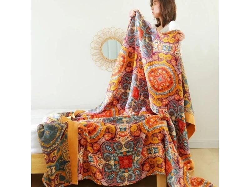 Nordic Cotton Gauze Bedspread For Bedroom Sofa Double Cooling Quilt Thin Carousel 1