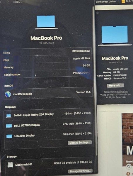 Macbook pro 16" M2 Max 64gig - 1T63616354588290112