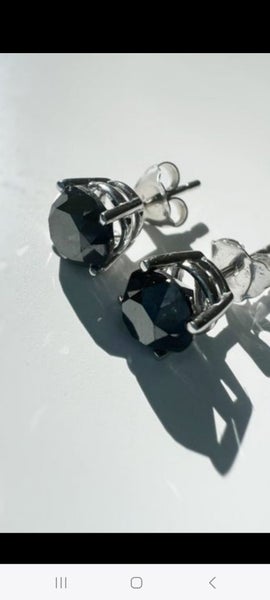 Pair Black diamond 2 carat earrings BARGAIN NEW Carousel 1