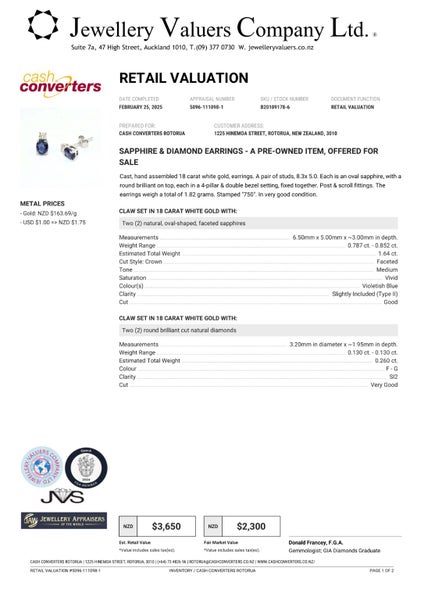 $3,650 18ct Sapphire and Diamond Earrings Carousel 2