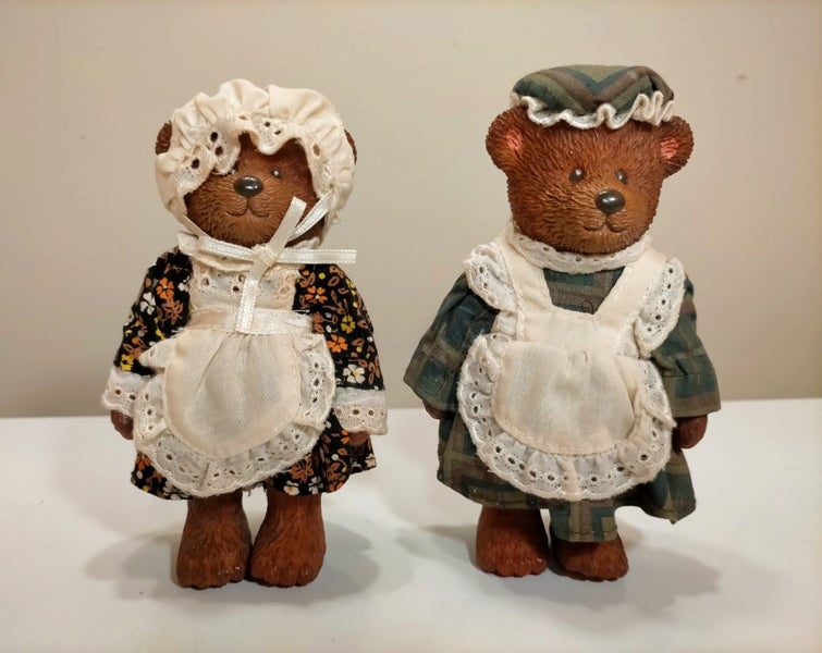 Vintage Russ Teddy Town Bears - Thanks Giving? + Colonial Girl? Carousel 1