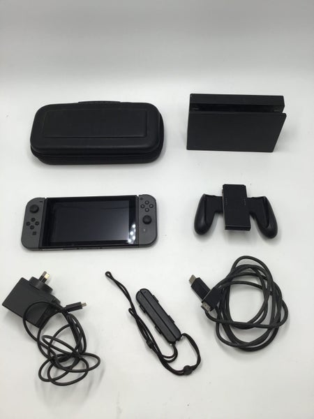 * Grey Nintendo Switch V1 Console w/ Case & Cables! * Carousel 1
