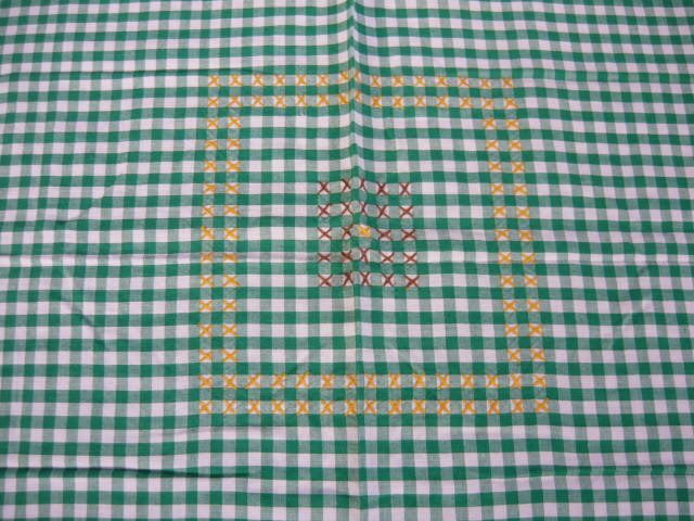 OLD VINTAGE CROSS STITCH TABLE CLOTH. Carousel 5
