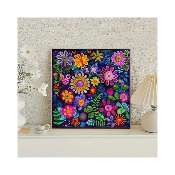 20x20cm Vibrant Flower Diamond Art Kit Carousel 4