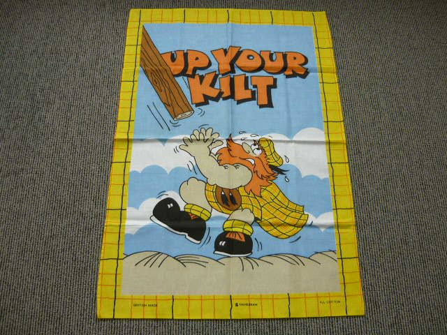 NEW LARGE "UP YOUR KILT" ALL COTTON TEATOWEL BRITISH MADE. Carousel 1
