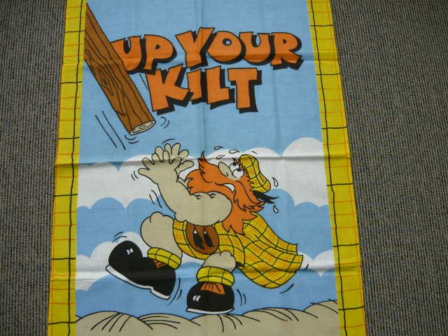 NEW LARGE "UP YOUR KILT" ALL COTTON TEATOWEL BRITISH MADE. Carousel 7