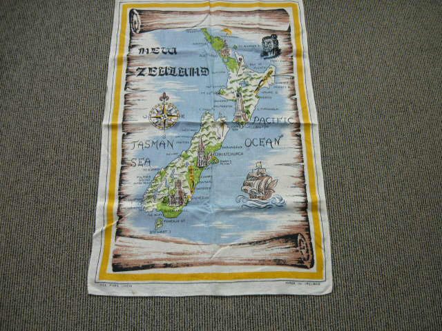 USED ALL PURE LINEN OLD LOVELY NEW ZEALAND TEA TOWEL MADE IN IRELAND. Carousel 1