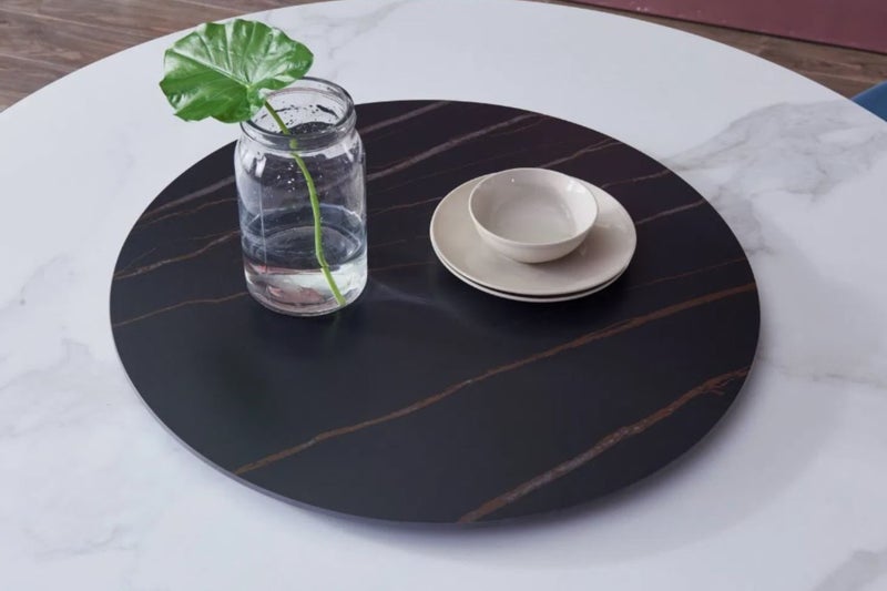 NOAM D80 Round Sintered Stone Lazy Susan Turntable (Matte Black) Carousel 1