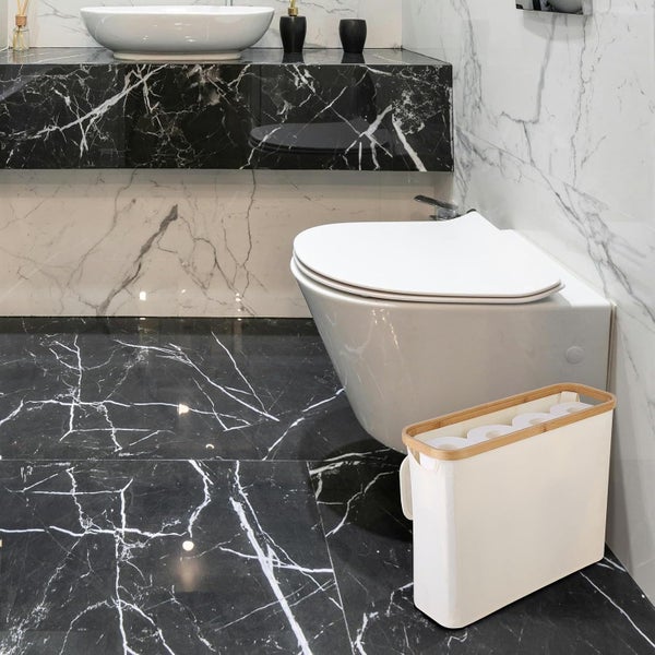 2 Pack Toilet Paper Storage Basket Holds Up To 12 Rolls With Bamboo Lid And H... Carousel 2