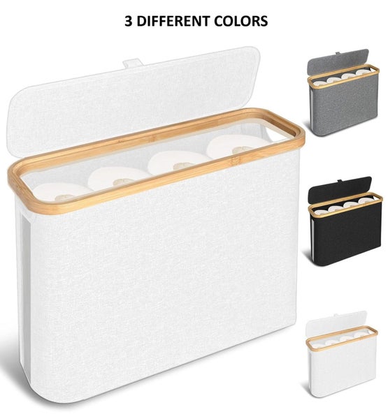 2 Pack Toilet Paper Storage Basket Holds Up To 12 Rolls With Bamboo Lid And H... Carousel 9