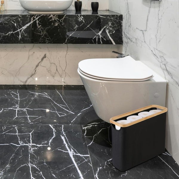 Toilet Paper Storage Basket Holds Up To 12 Rolls With Bamboo Lid And Handle F... Carousel 2