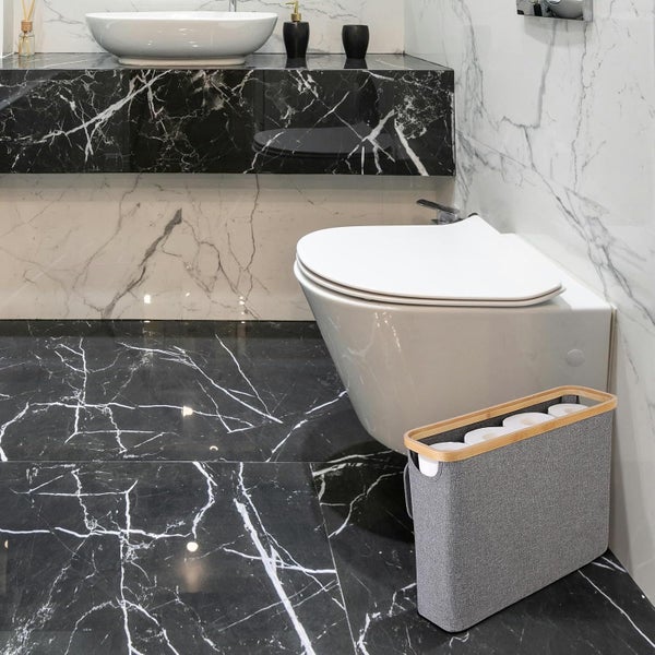 Toilet Paper Storage Basket Holds Up To 12 Rolls With Bamboo Lid And Handle F... Carousel 2