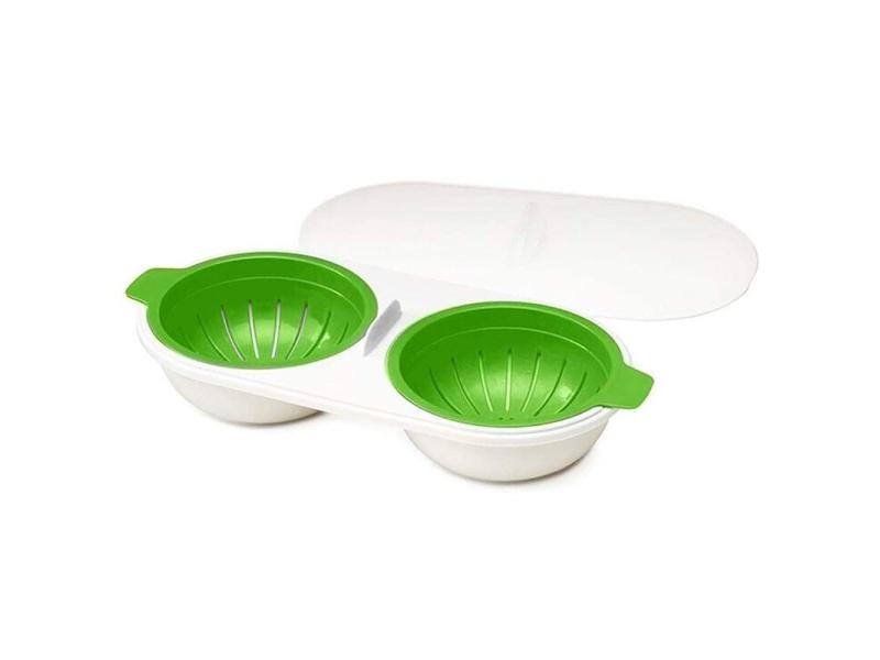 Microwave Egg Poacher Food Grade Cookware Double Cup Egg Boiler Kitchen Steamed Carousel 1