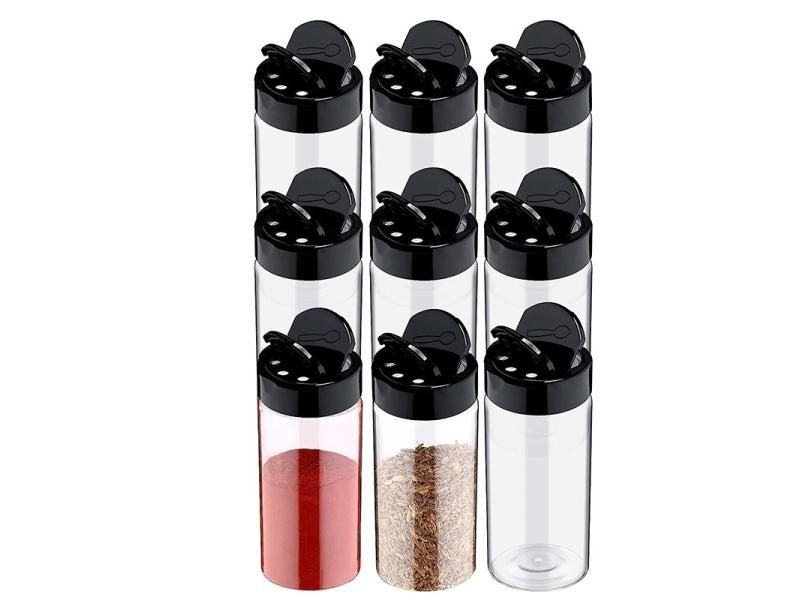 LMETJMA Clear Plastic Spice Jar With Shaker Lids Kitchen Seasoning Containers Carousel 1