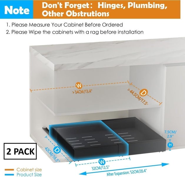 2 Pack Pull Out Cabinet Organizer Expandable For Cabinets With Adjustable Sli... Carousel 2