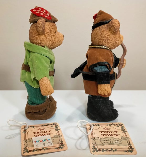 Vintage Russ Teddy Town Bears - Peter (with tag) + Robin (with tag) Carousel 2