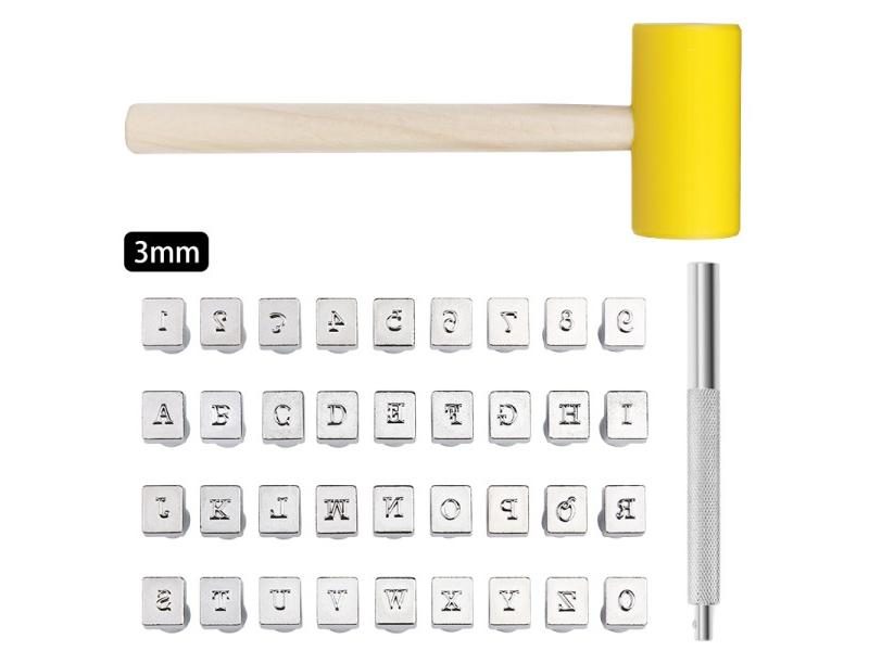 KRABALL Leather Carving Punch Tool Stamping Kit Hammer Number Letter Alphabet Carousel 1