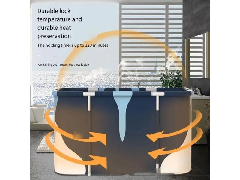 140CM Large Portable Bathtub Folding Bath Bucket Thicken Shower Barrel Large Carousel 1